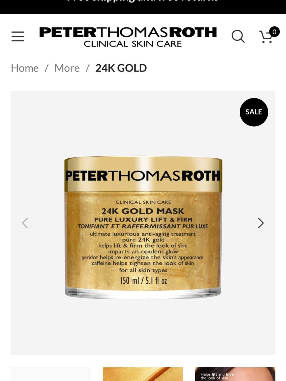 PETER THOMAS ROTH 24K Gold Mask – Gold & Black Jar